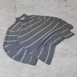 Mens vintage Grey Y2K Vintage striped Longsleeve polo size XL
